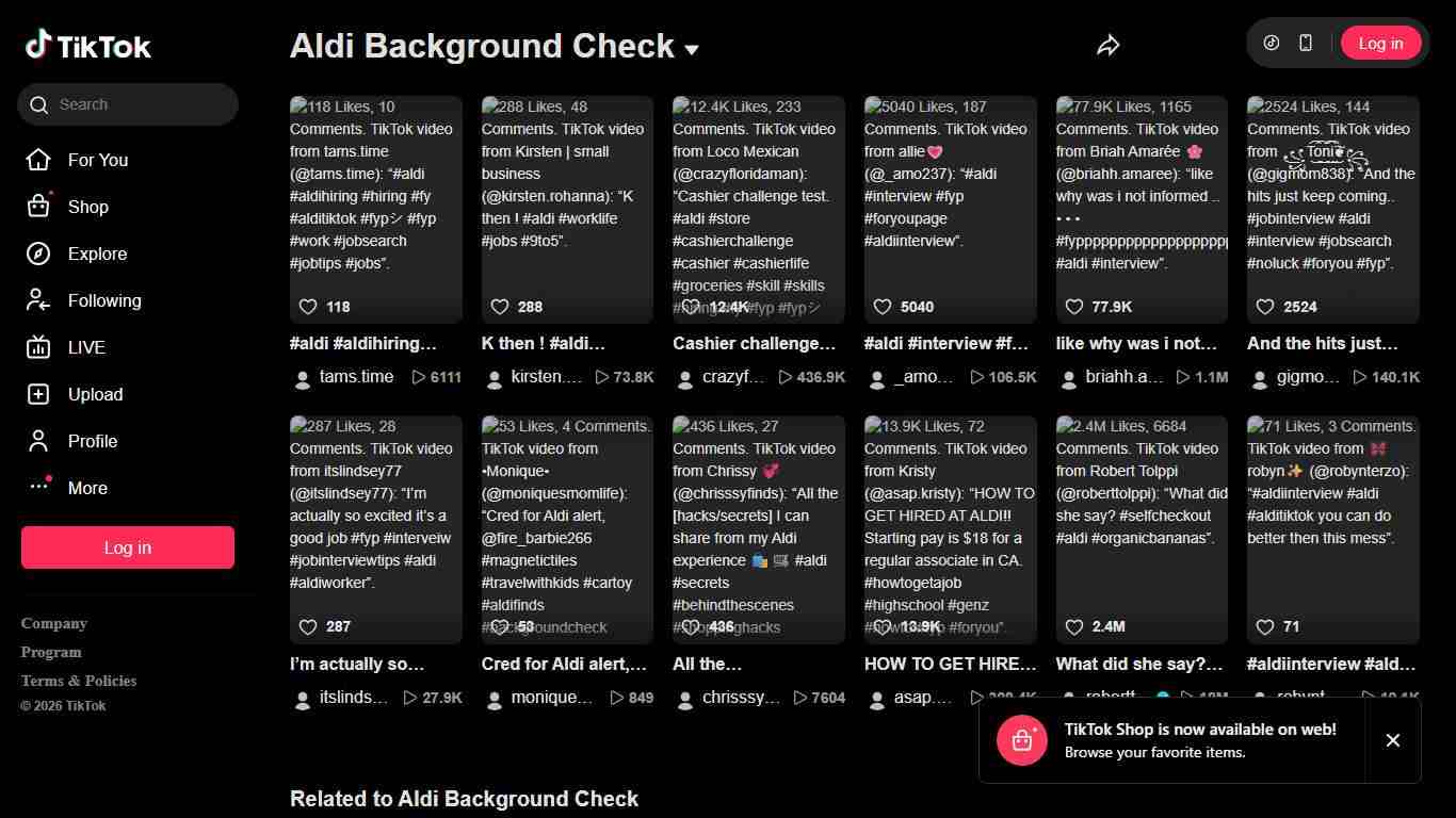 Aldi Background Check TikTok